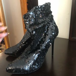 Sequin ankle boots
